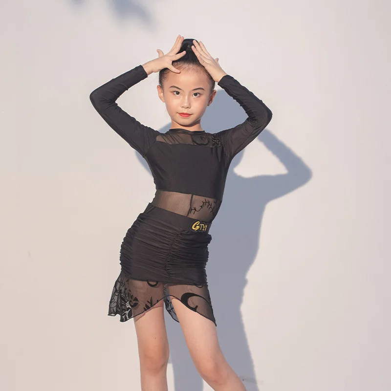 

Advanced Latin Dance Dress 2024 New Summer Girls' Practice Performance Dress Children's Dance Split Set dance clothes women