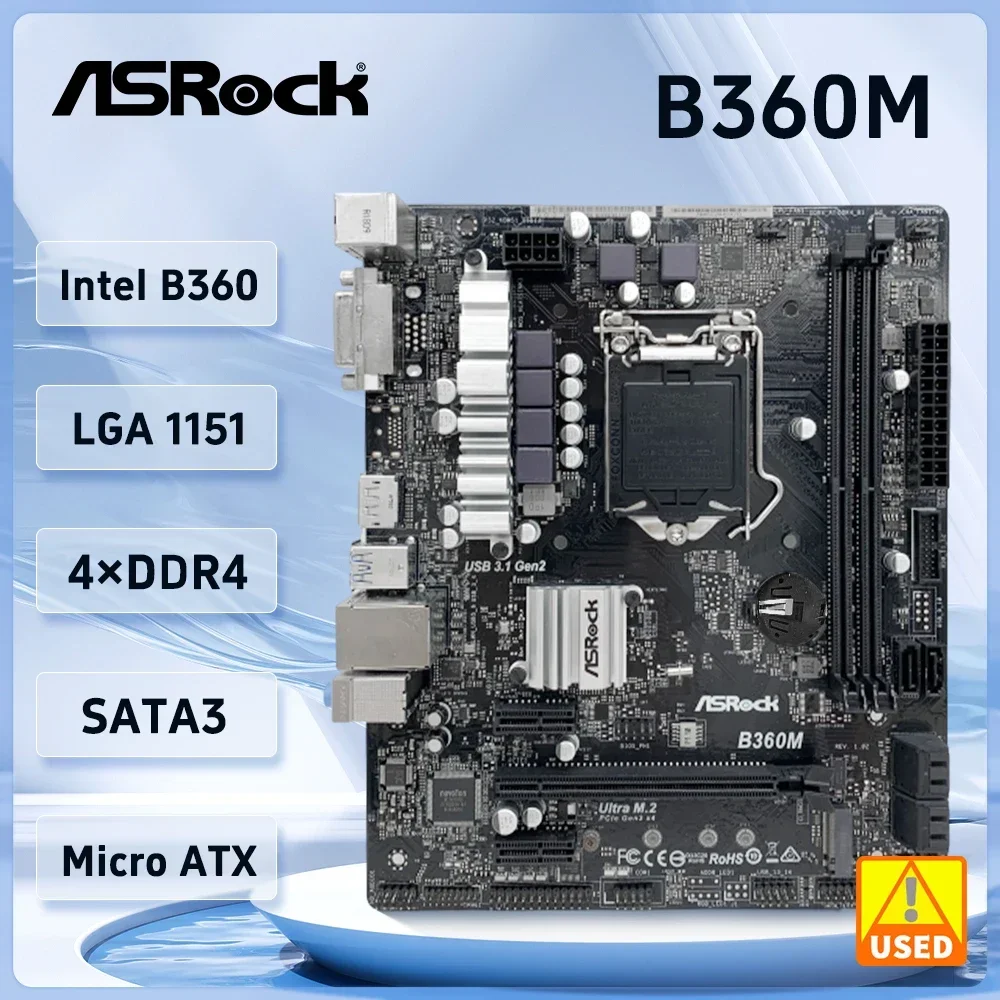 

ASRock B360M Motherboard LGA 1151 Intel B360 DDR4 support Core i3-8300 9400F 8700K Pentium G5600 SATA 6Gb/s Micro ATX