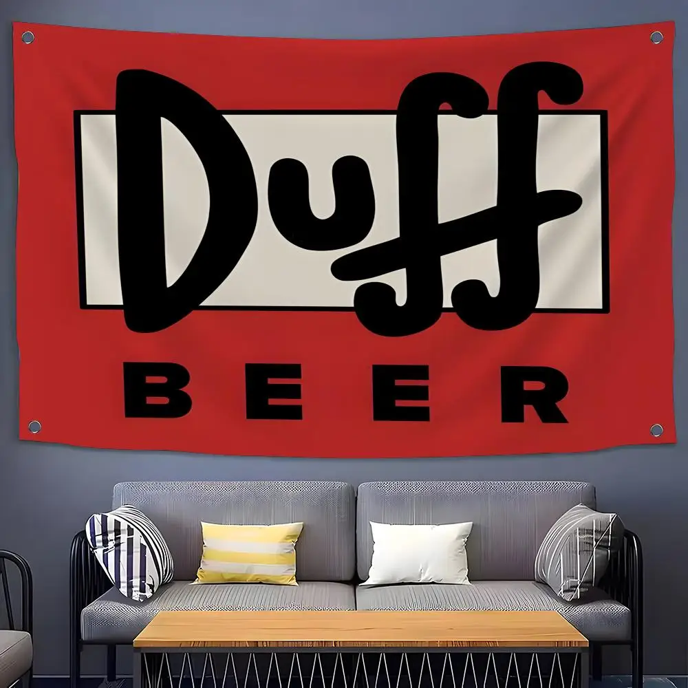 Duffs Bier-Flaggen, Flaggen für Zimmer, Schlafzimmer, Zuhause, Outdoor, Wandbehang, Konzertdruck, Hintergrunddekoration