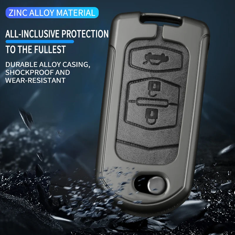 Funda de cuero para llave de coche, carcasa para mando a distancia, para Mazda Demio 2 3 5 6 M3 M5 M6 CX-5 CX7 CX9 RX8 MX5 MPV, accesorios para llavero de coche