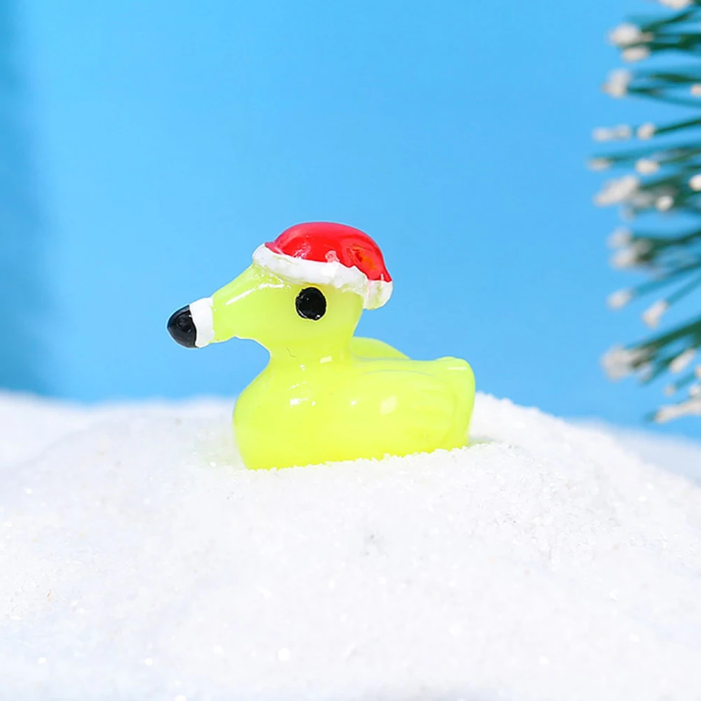 

2 Sets Mini Resin Flamingo Ducks Figurines H crafted Christmas Decorations Tiny Animals naments