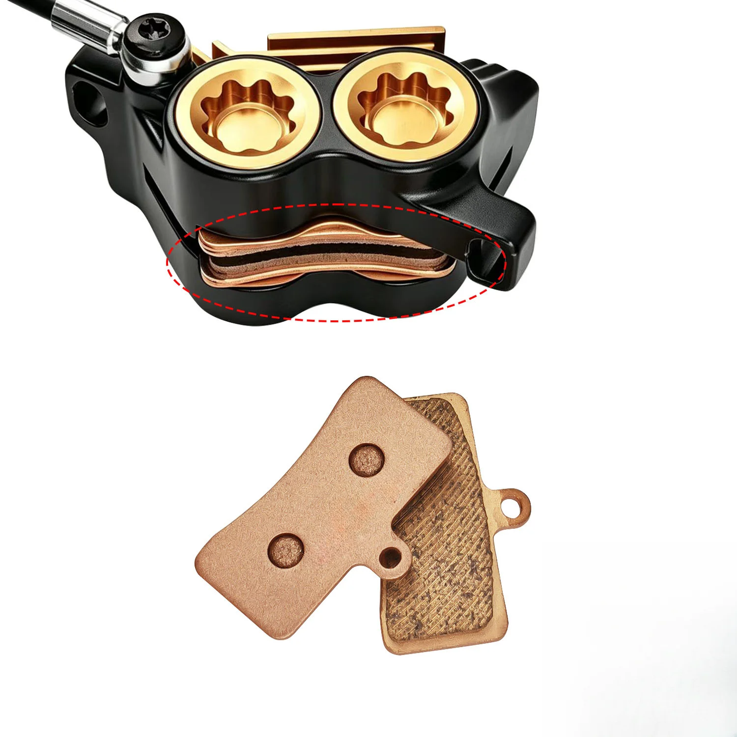 Semi-Metallic 4-Piston Brake Pads for 950E Hydraulic Disc Brake Bikes Even Pressure Distribution 44x28mm Dimensions
