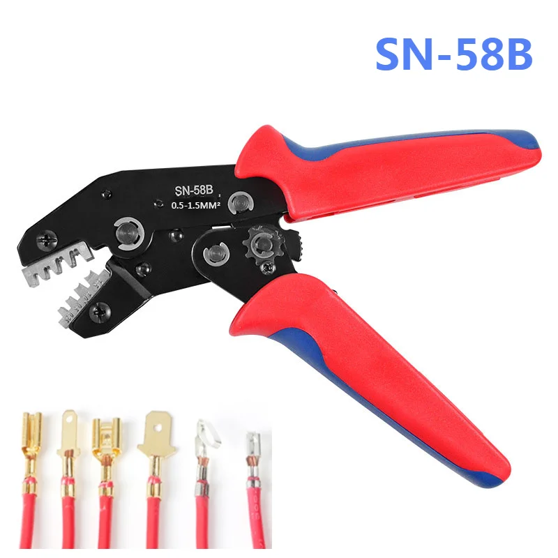 

SN-58B Dupont TE JST Molex Terminal Wire Crimping Pliers 0.25-1.5MM2 Non-insulated Open Barrel Crimper Tool