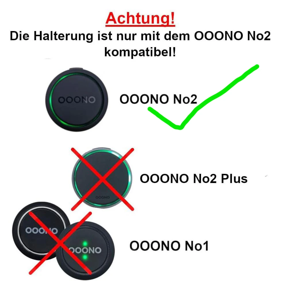 Holder for OOONO NO2 + protective shell, solid metal mount with heavy-duty adhesive backing, snap-in car bracket