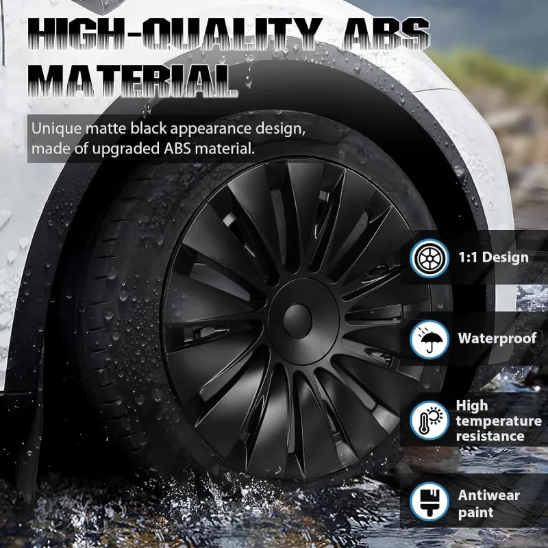 For Tesla Model Y 2020-2024 Wheel Covers 19 Inch Hubcaps 4Pcs ,Rims Wheel Covers Replacement Accessories Matte Black