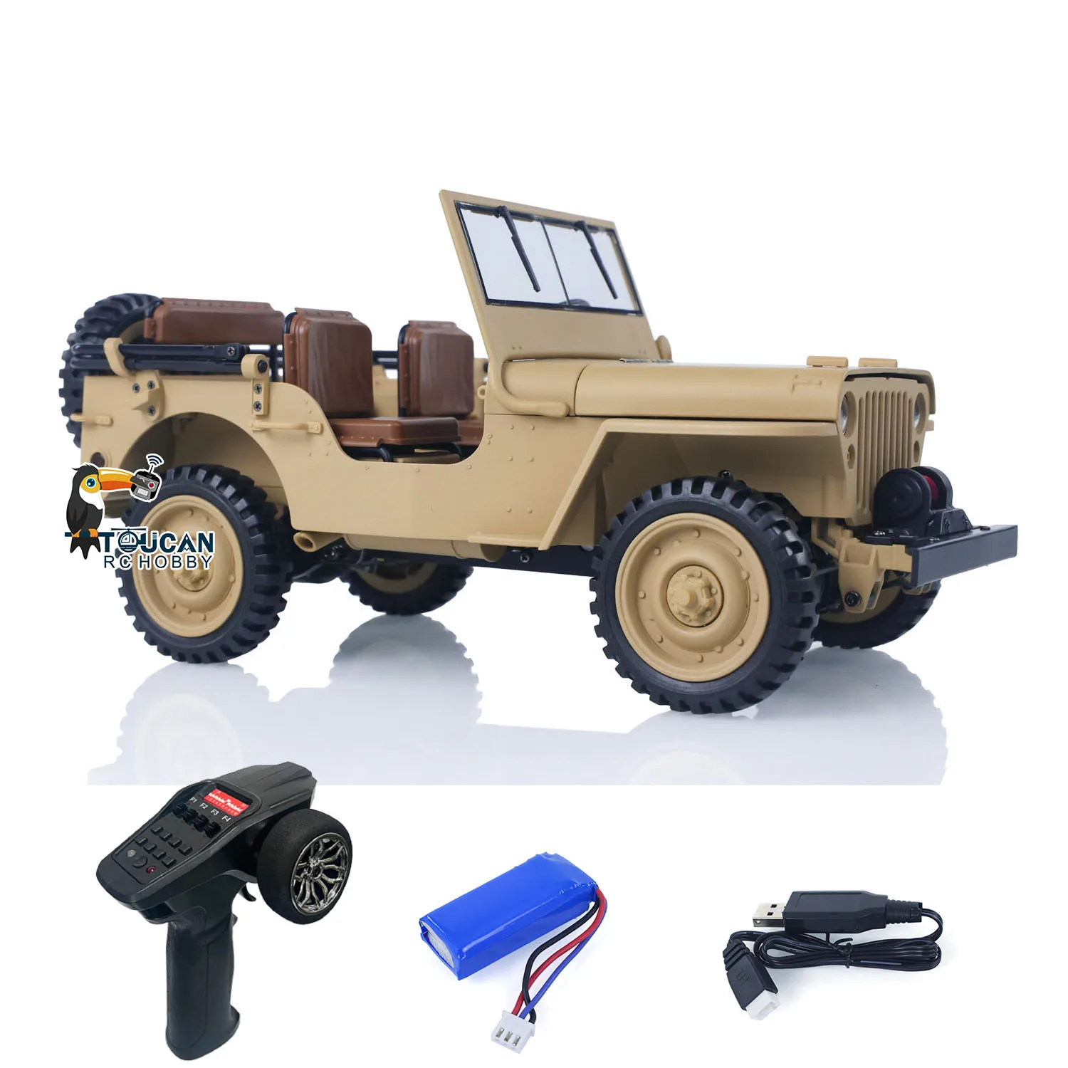 HG 1/14 4x4 Electric Military Truck HG4 58 Convertible Off Road Combat Vehicle RC Vehicle 2Speed Light Sound Motor Model