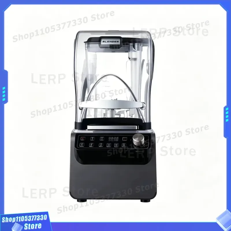 Commercial Smoothie Blender with Soundproof Cover Stepless Speed Control Automatic Mixer for Coffee Shop Bar Juice Making