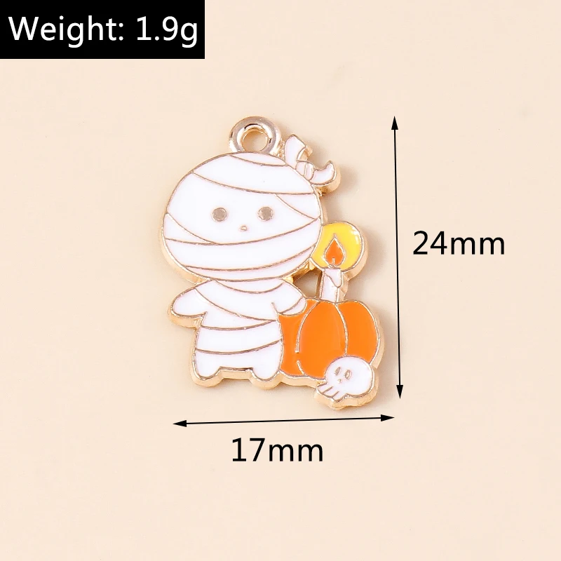 Leslie 10 stücke Mode Halloween Charme Emaille Horror Augapfel Spinne Hexe Geist Kürbis Anhänger für DIY Schmuck machen Accessoires – Detail 21