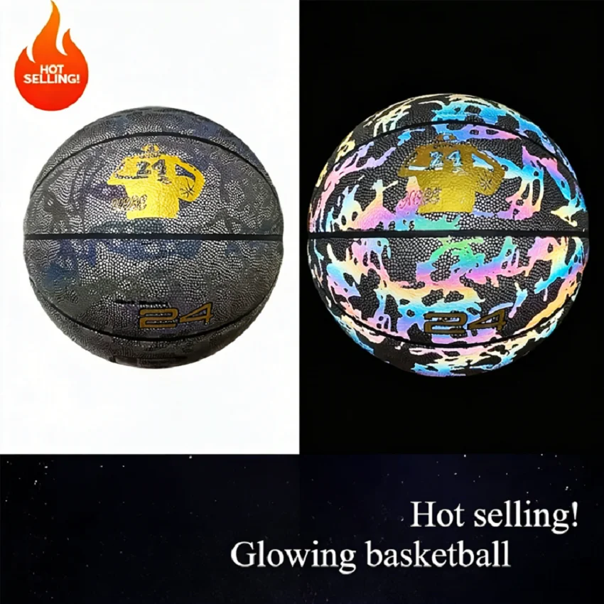 

FG Reflective Basketball Size 7Gift Adult Children Student PU Soft Leather Durable Slip-Resistant Indoor Outdoor Courts Training