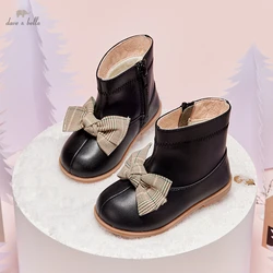 Dave Bella Winter Children Snow Boots Girls Fashion Big Bow-tie Design Princess Boots Kids Warm Shoes DB4224652
