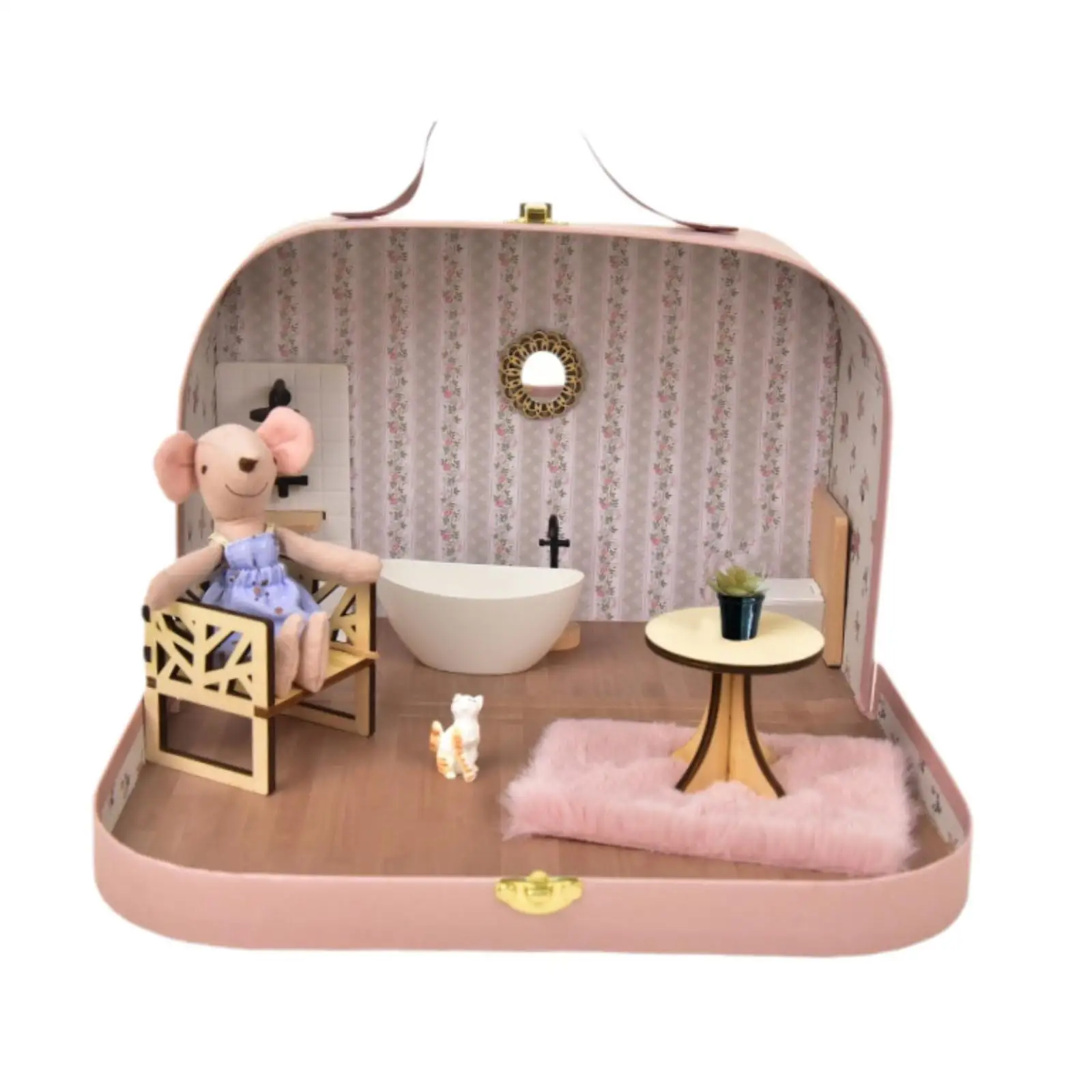 Miniature Dollhouse Bathroom Playset Christmas Gifts Dollhouse Accessories for 1/12 Scale Livingroom Play Houses Bathroom Garden