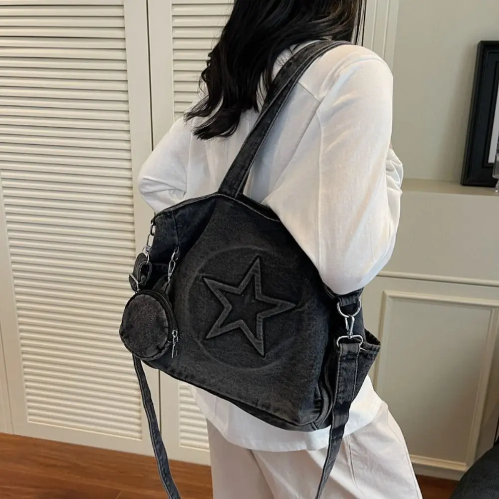

Fashion Vintage Women Tote Bags Y2k Large Capacity Messenger Bags Stars Harajuku Gothic Handbag With Small Bag