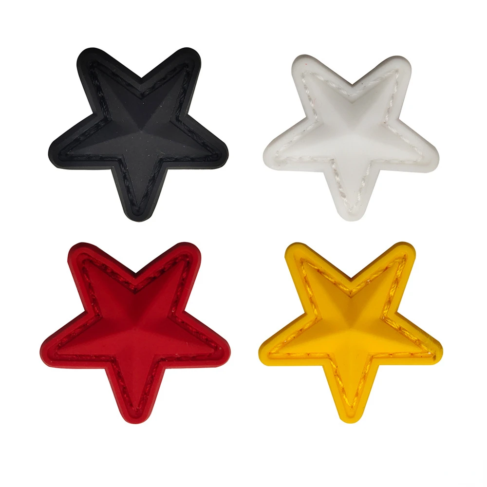 3D PVC silicone 5 star magic sticker badge red, yellow, white and black pentagram hat badge