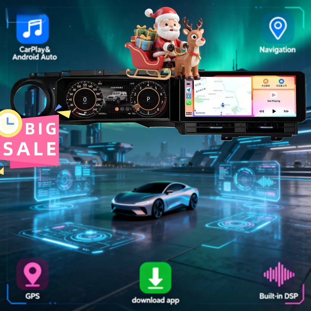 12.3inch+12.3inch Wireless Carplay Car Radio For JEEP Wrangler 2018-2022 Android Dual Touch Screen Multimedia Player GPS Stereo