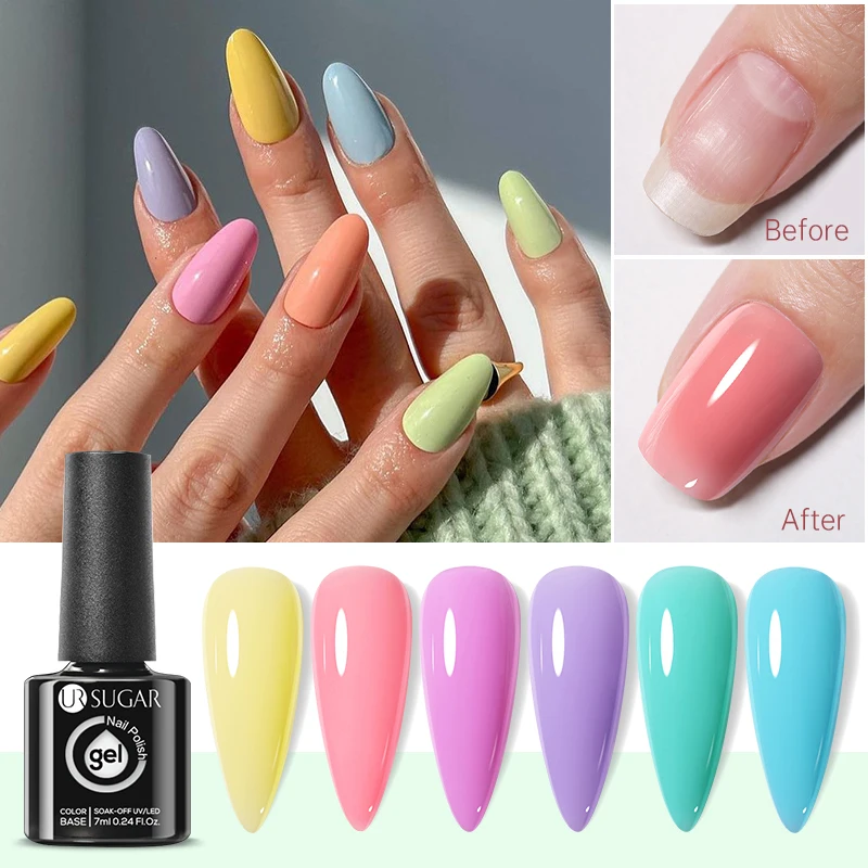 Ur Zucker 7ml Macaron Eis Gummi Basis Gel Nagellack Frühling Sommer Gel Lacke semi permanente Nagellack für Nägel