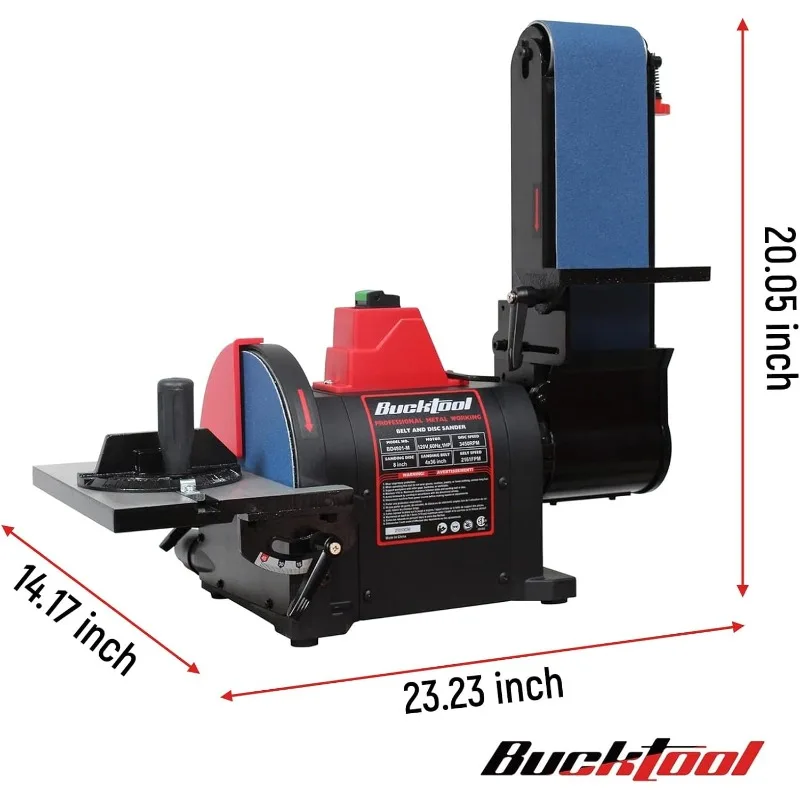 금속 가공용 1HP 벤치 벨트 샌더, 4 x 36인치 벨트 및 8인치 디스크 샌더, 1HP 다이렉트 드라이브 모터 포함, 벤치탑형