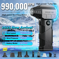 990000RPM Powerful Air Blower Turbo Blower Brushless Motor Violent Fan Wind Speed 198km/H with display Air duster,Vacuum kit