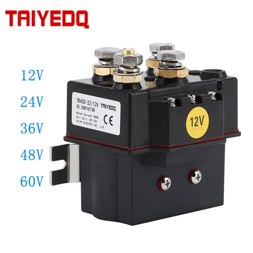 Contactor CC 400A 2PDT 12V 24V 36V 48V 60V cabrestante eléctrico de aleación de plata para controlar la rotación hacia adelante y hacia atrás del Motor