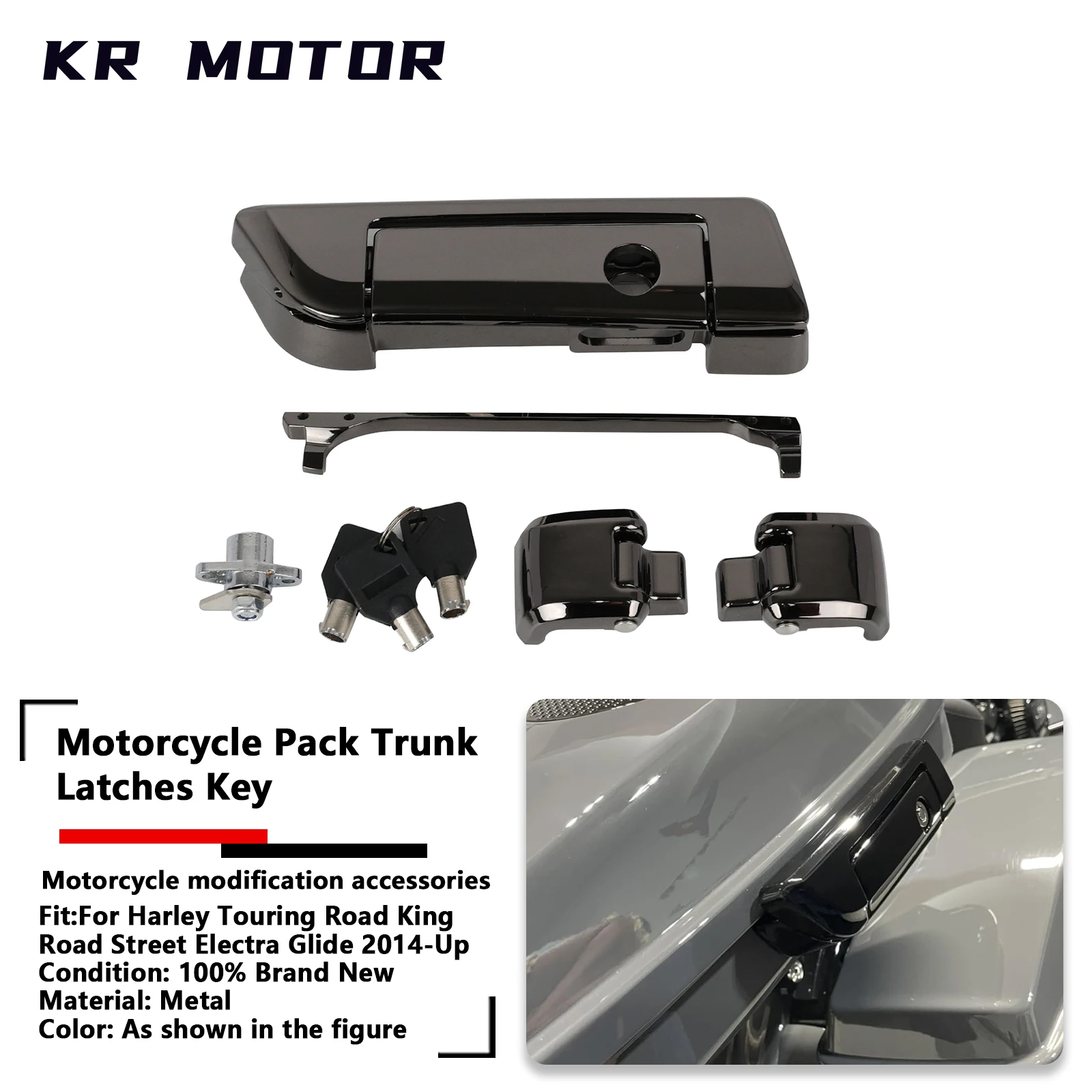 

Motorcycle Hard bag Saddlebag Hardware Latch Hinge Lock Kit Fit For Harley Touring Street Electra Road Glide Road King 2014-2025