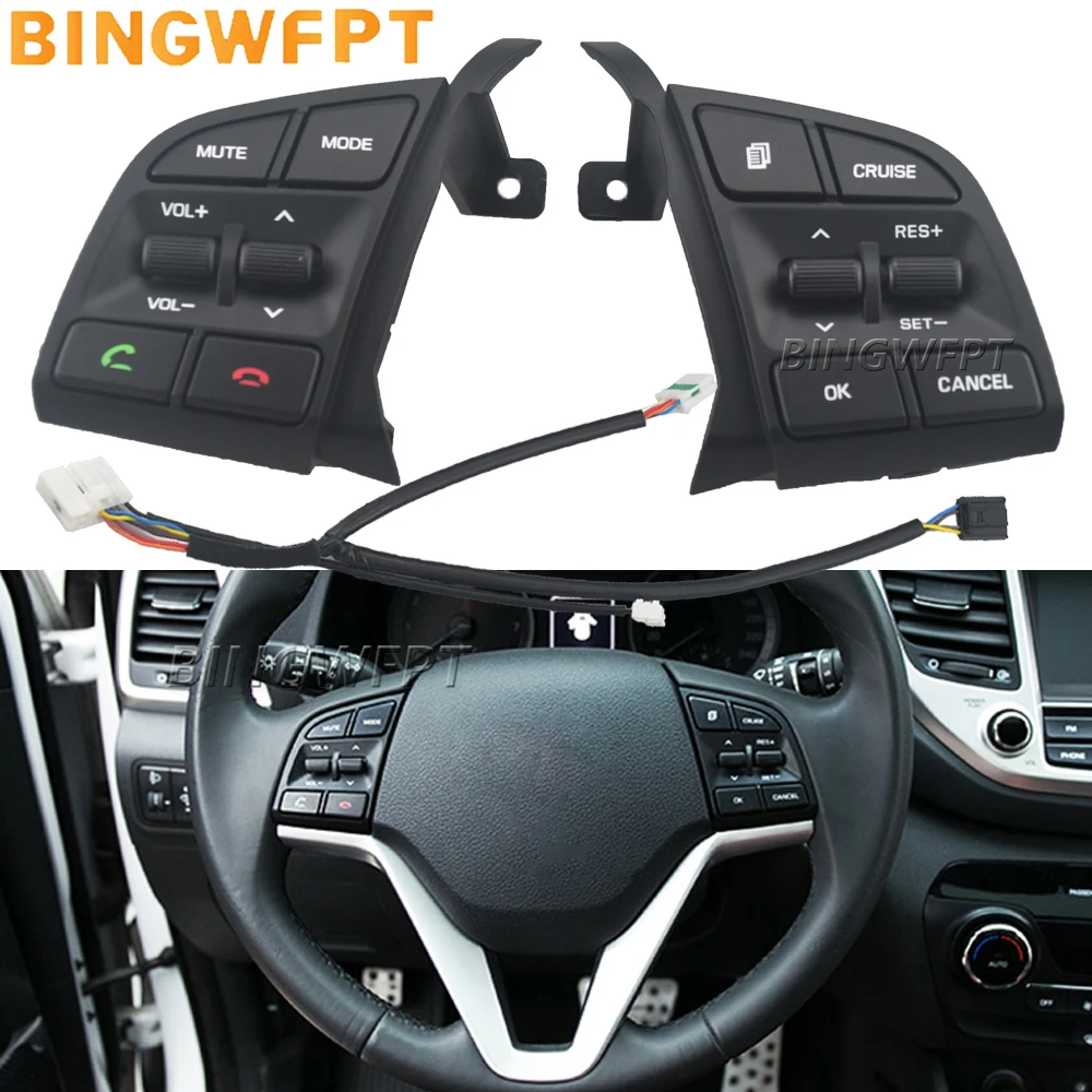 

Left+Right+Wire Steering Wheel Cruise Control Buttons Remote Volume Button Switches Car Accessories For Hyundai Tucson 2015-2019