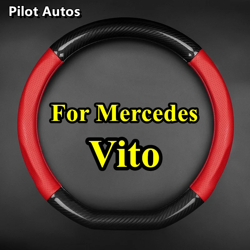 For Mercedes Benz Vito Car Steering Wheel Cover Genuine Leather Carbon Fiber Women Man Summer Winter