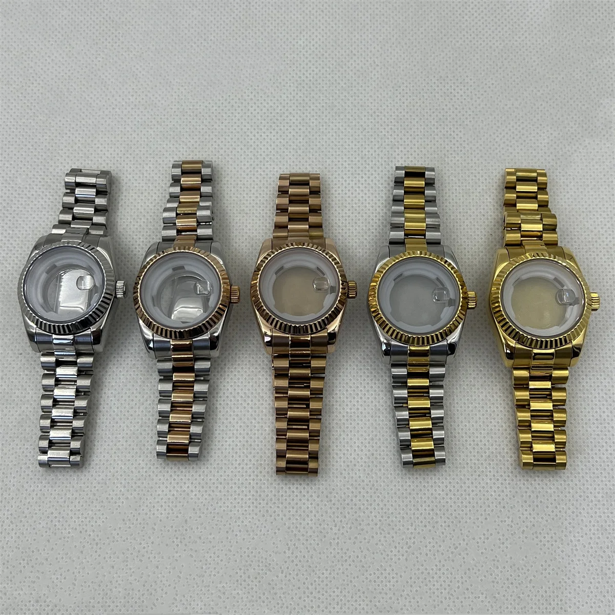 حافظة نسائية مقاومة للماء 31 مللي متر إطار منحني راحة سوار من الفولاذ المقاوم للصدأ من زجاج الياقوت يناسب حركة NH05 NH06