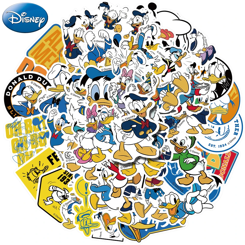 

50PCS Disney Cartoon Cute Donald Duck Scrapbook Stickers DIY Diary Laptop Luggage Skateboard Graffiti Decal Classic Toys