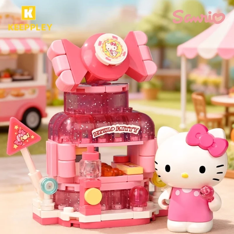 Keeppley Bloques de Construcción Sanrio Food Shop Box Set Hello Kitty Kuromi Pochacco Splicing Cinnamoroll Juguete Modelo Adorno Regalo
