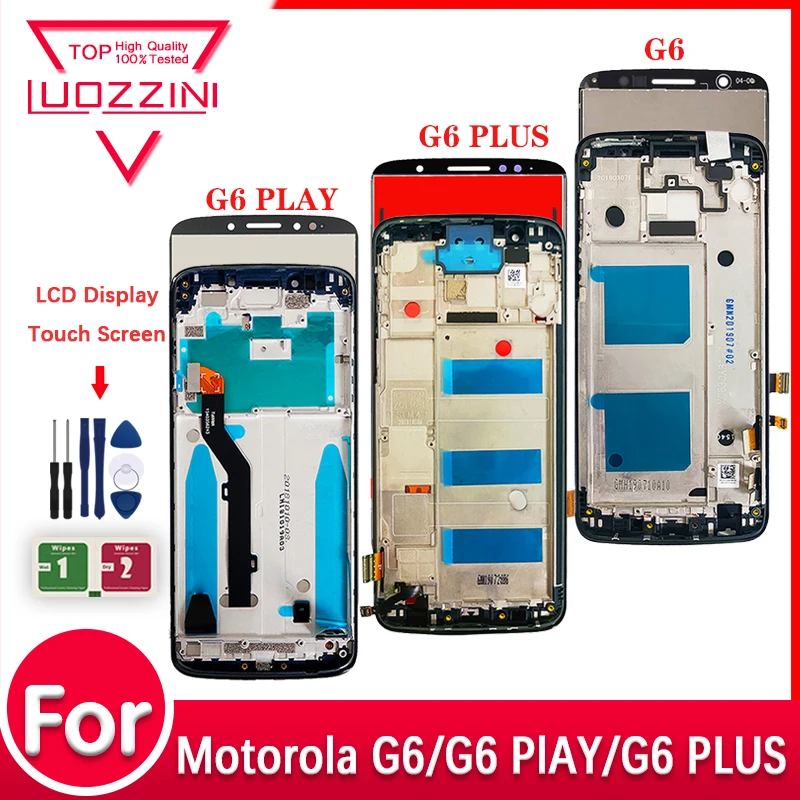 Para Motorola Moto G6 G6 Play pantalla táctil G6 Plus pantalla XT1922 piezas de montaje de digitalizador LCD No/con pantalla de marco