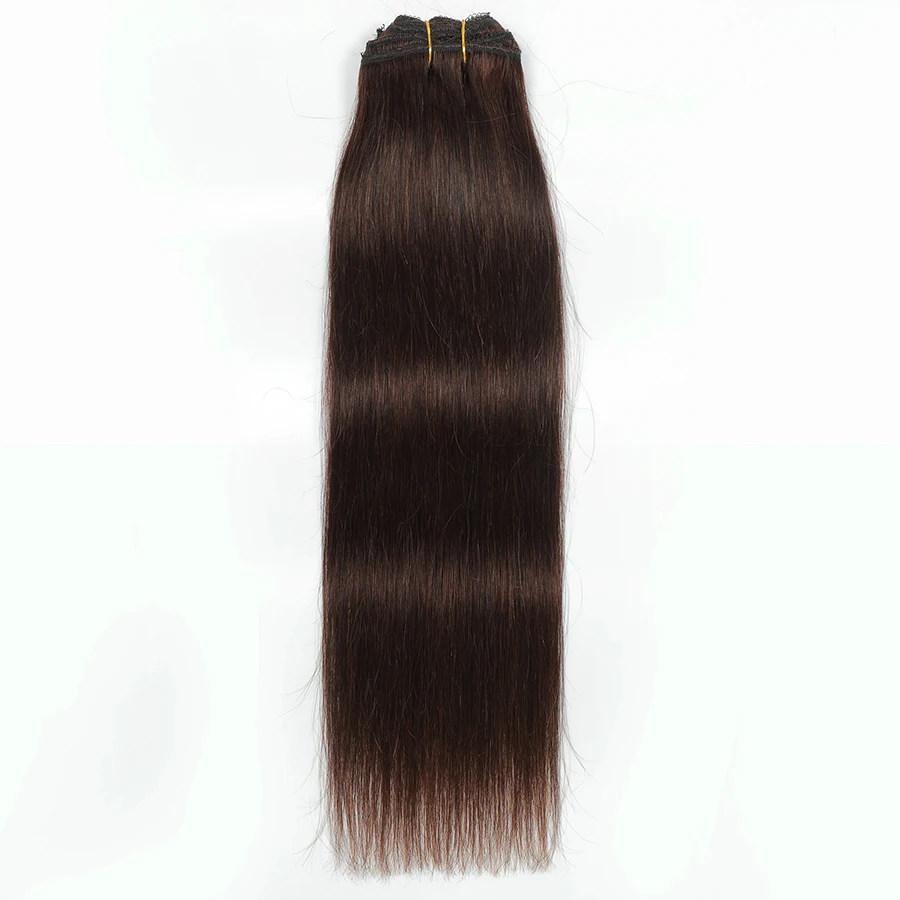 Clip In Hair Extensions Human Hair Brazilian Clip In 8 Pcs/Set 2# Dark Brown 8-26 Inch 120G Clip-in Extensions Virgin Human Hair