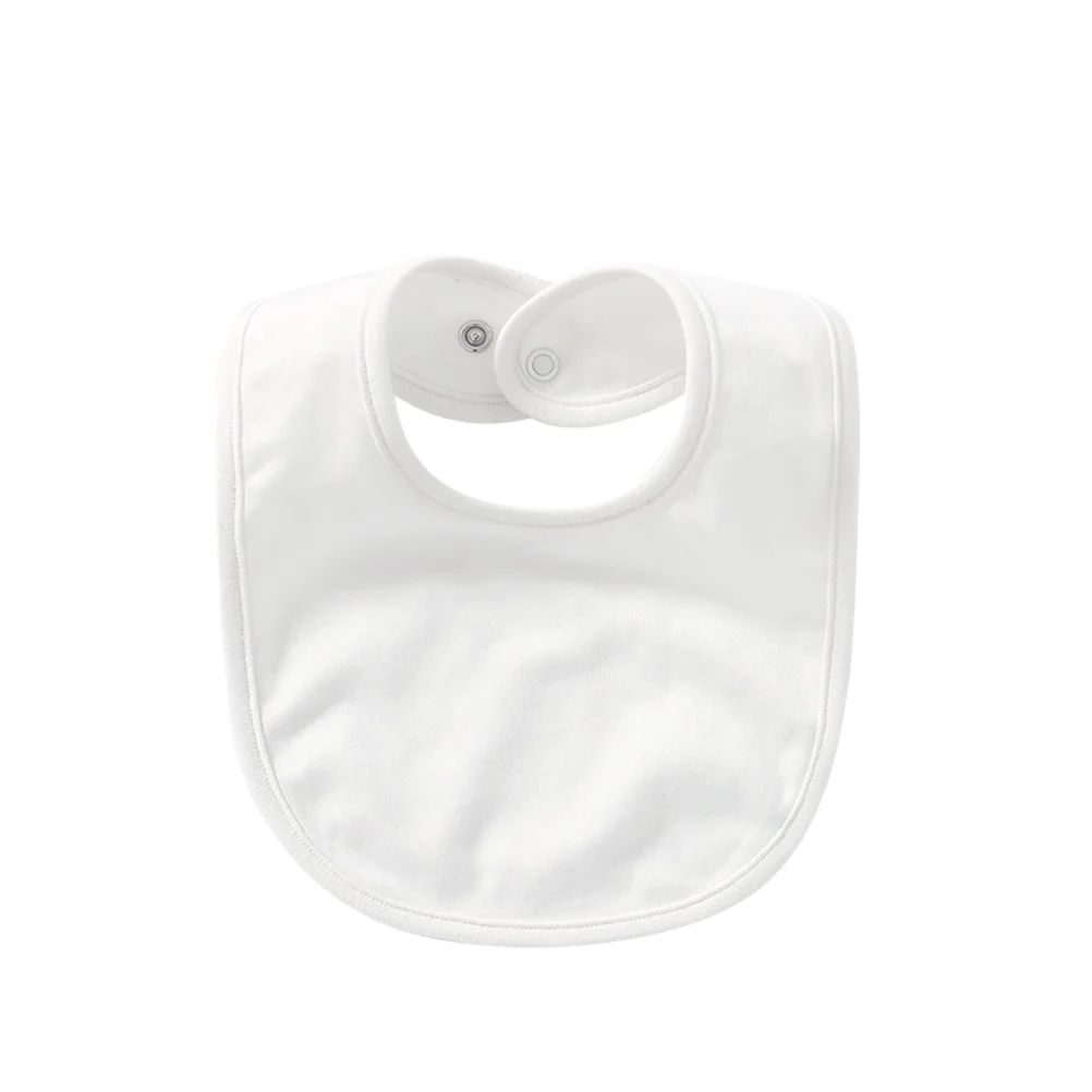 5 pièces infantile nouveau-né enfants pur coton Double couche Bandana bavoirs alimentation salive serviette bavoirs avec boutons-pression (blanc)