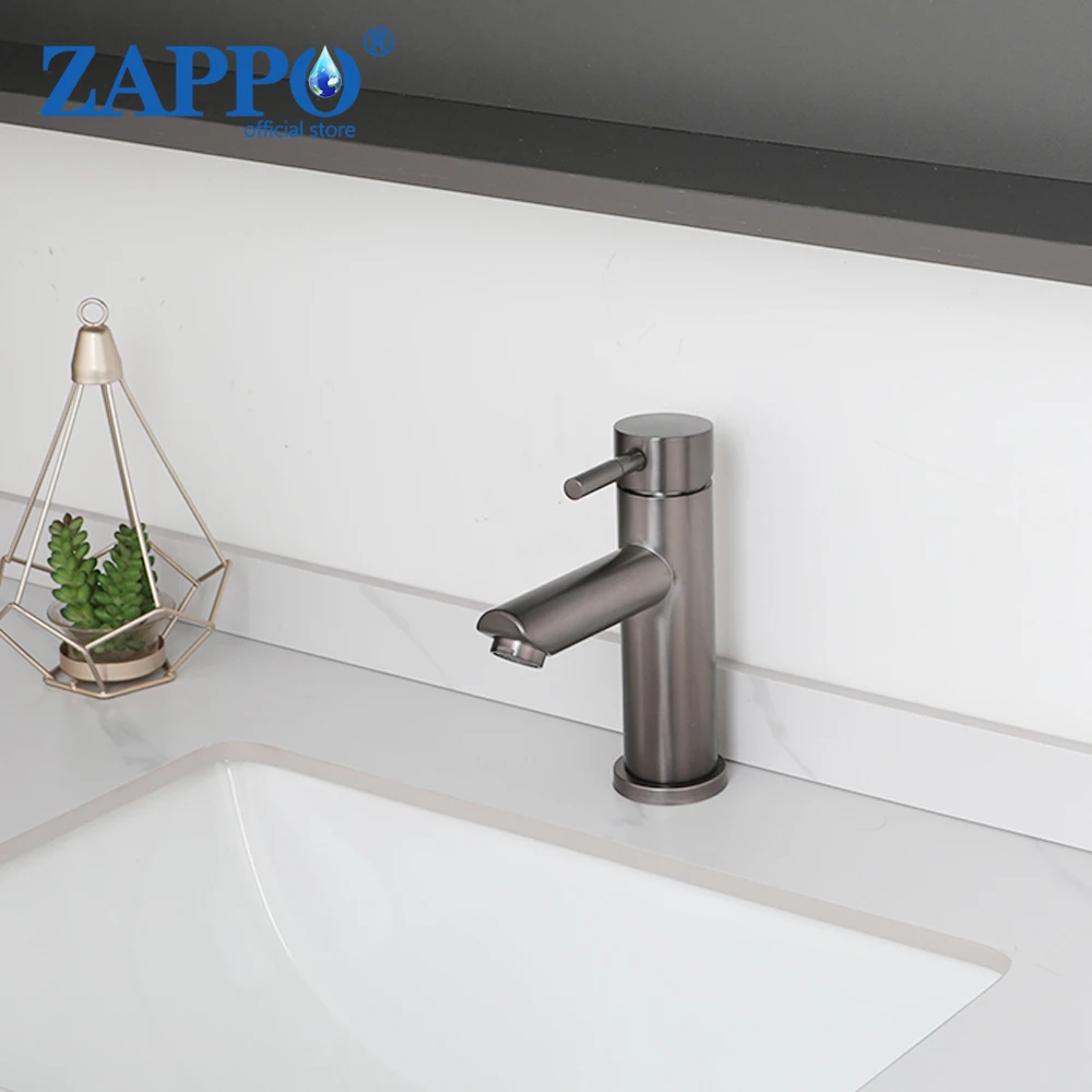 

ZAPPO Grey Bathroom Basin Sink Faucet Deck Mounted Hot Cold Water Mixer Faucets Sinlge Lever Taps Lavatory Sink Tap Crane