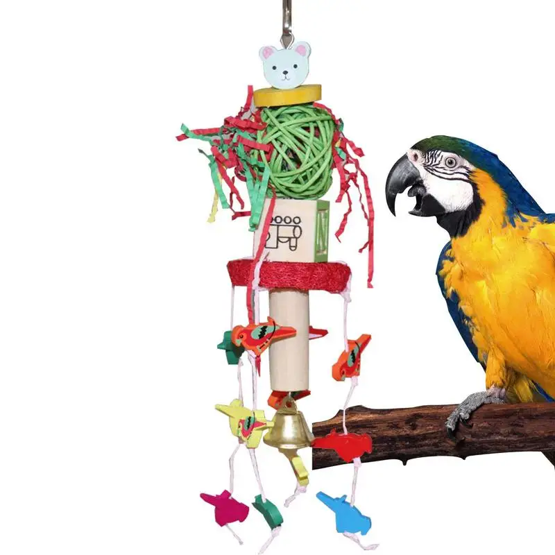 Bird Parrot Chewing Toys Bird Toys Colorful Takraw Ball Comfy Perch Parrot Toys With Small Parrot Shape Tags Birds Parrot Cage