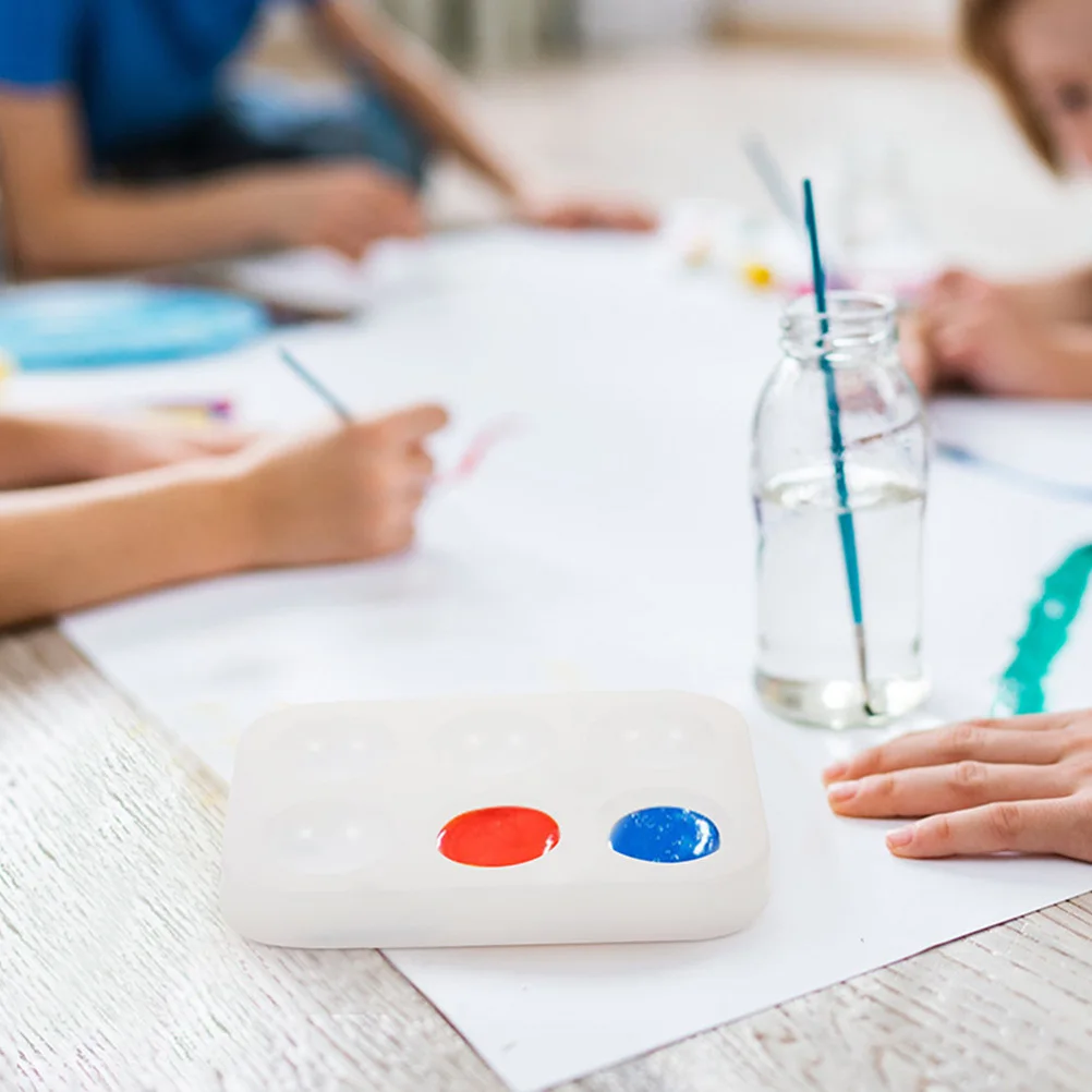 2 قطعة لوحة ألوان مائية فارغة صينية خلط الصباغ السيليكون قابلة لإعادة الاستخدام غير انسكاب للفنانين الطلاب طقم طلاء مناسب للسفر