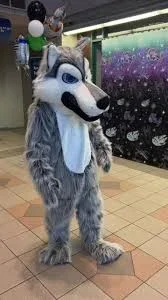 Fursuit Wolf Mascot Costume Plush Gray Husky Dog Animal Characters Cosplay Party Game Fancy Dress Adults Christmas Outfits