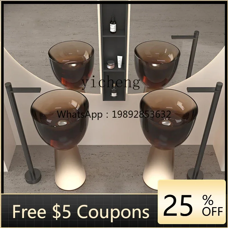 

AA floor-to-ceiling bathroom outdoor courtyard balcony hand wash basin color transparent resin art column basin