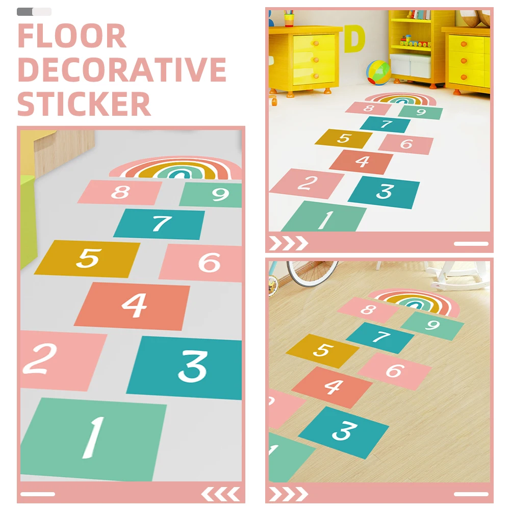 

Game Floor Stickers PVC Cartoon Adhesive Number Footprint Nursery Wall Decals Removable Bedroom Decor Waterproof Easy Clean Self