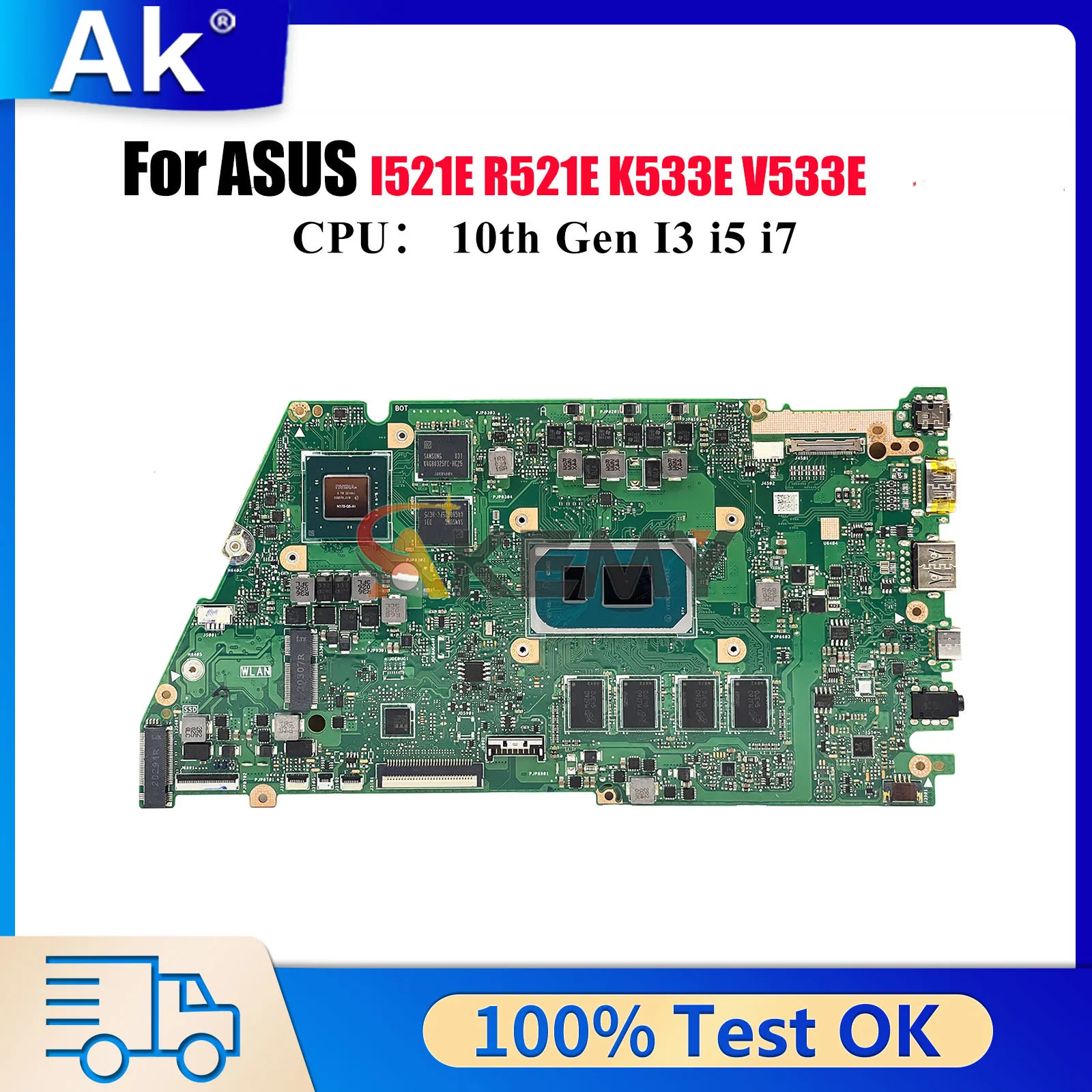

X521EQ Laptop Motherboard For ASUS X521EQY I521E K533E S533E X521EAY V533E R521E X521EPY X521E Mainboard With 10th Gen I3 i5 i7
