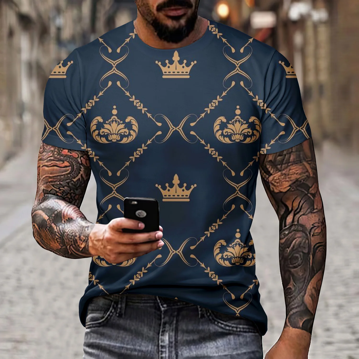 

2025 summer latest Hawaiian style T-shirt men's quick-drying beach T-shirt motorcycle street style T-shirt men's shirt