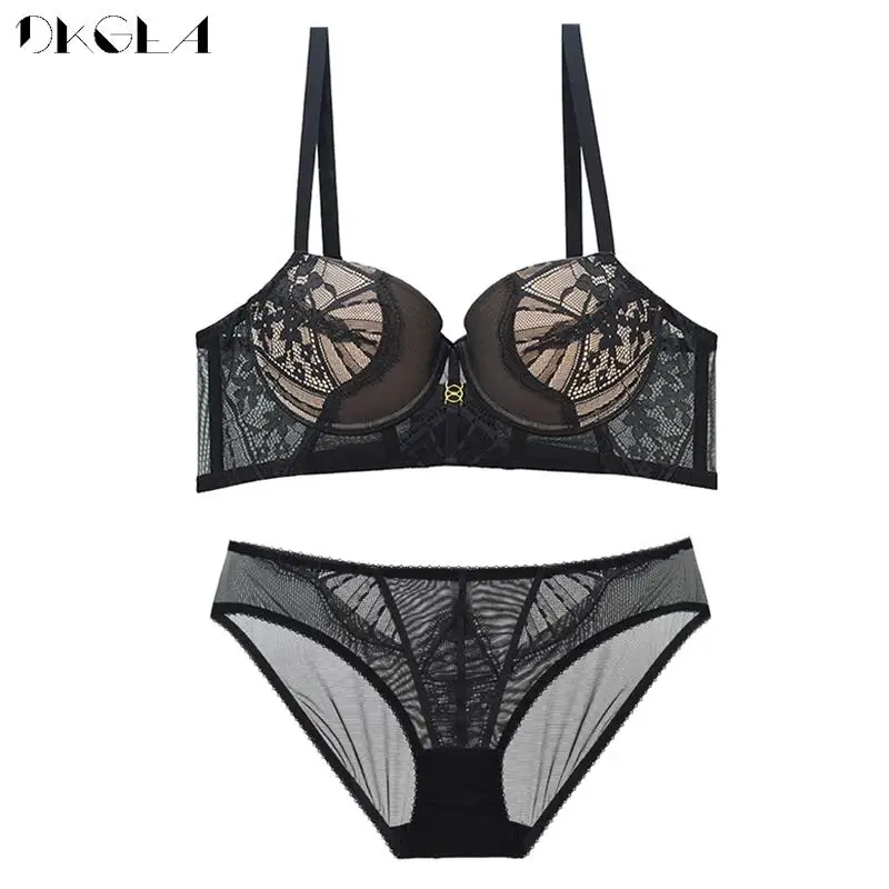 High Quality Women Underwear Set Sexy Bras Thick Padded Push Up Bra And Panties Sets Female Embroidery Lace Lingerie Plus Size