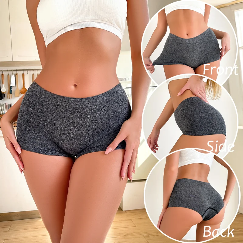 2PCS Ladies Solid Color Boxers Briefs Comfortable Female Underwear Sport Style Casual Sexy Panties Women Intimate Lingerie S-XL