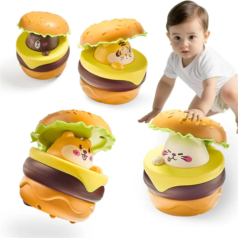 

Burger Car Toy - Inertia Power Press & Glide Vehicle For Kids, Toddler Press-Go Car For 6-12 Months