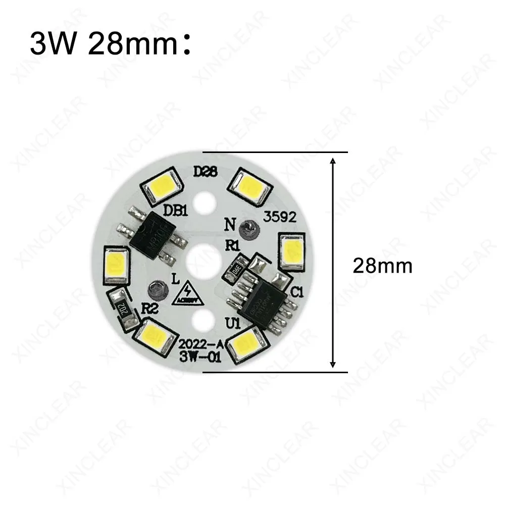 Imagem -02 - Painel de Luz Led 3w Branco Quente ac 220v sem Driver Necessário Diâmetro 28 mm 32 mm Placa Pcb Mais Pinos Smd 2835 Chip Cob para Downlight Diy 10 Peças