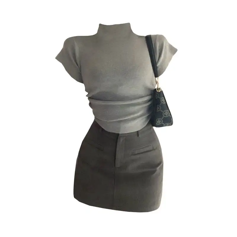 

Женская футболка и юбка очень большого размера, модный летний повседневный комплект из смеси хлопка для девочек, модный наряд больших размеров