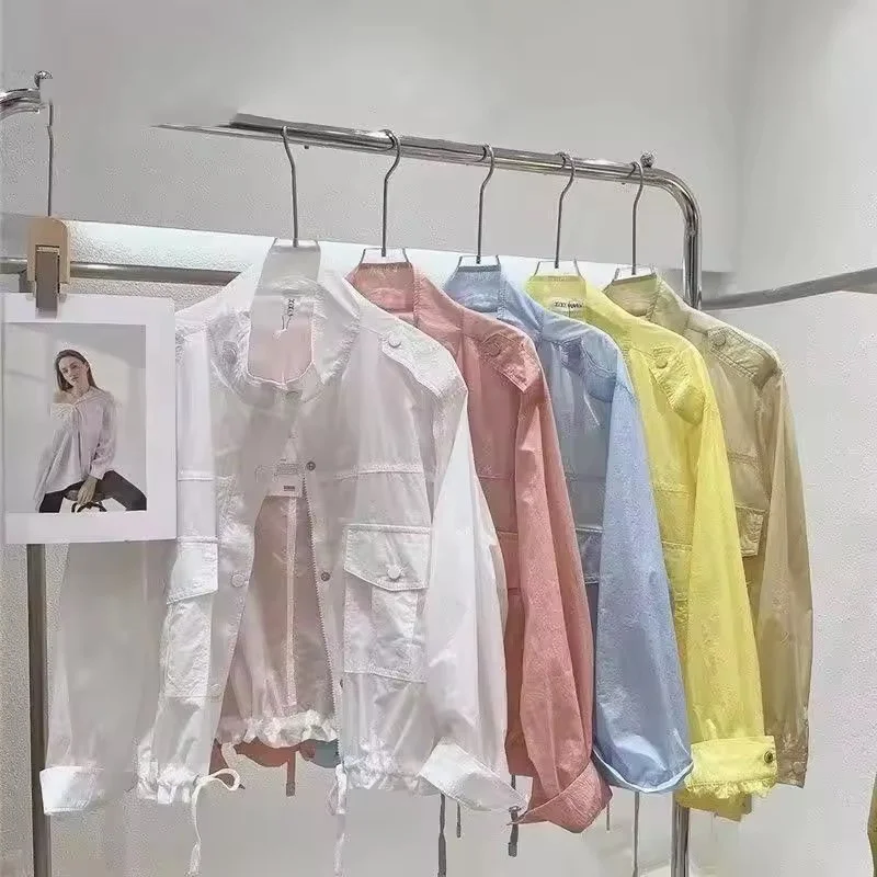 

Summer Women's Jacket Thin Coat Bomber Jacket Long Sleeve Casual Sun Protection Clothing 2025 New Female Windbreaker Outerwear