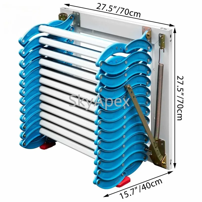 บันไดห้องใต้หลังคาแบบพับได้ ทำจากอลูมิเนียม  ได้รับการรับรองมาตรฐาน CE  กันลื่น ติดตั้งง่าย ทนทาน สำหรับใช้ในบ้านและวิลล่า