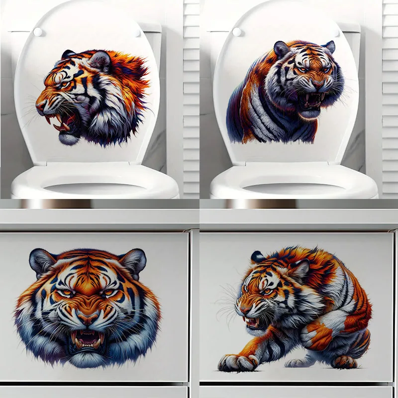 90675# Fierce Tiger Wall Decal Reusable Sticker for Living Room Aesthetic Room Decoration Easy to Beautify Your Home