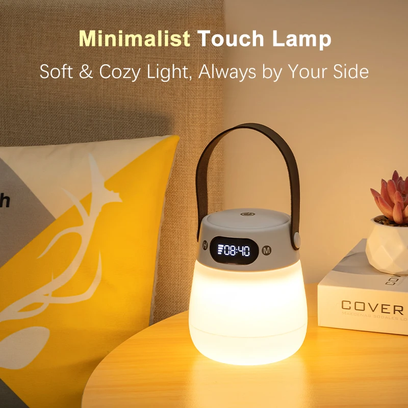 Bed Lamp Creative Remote Clock Night Light Viral Popular Bedside Lamp High End Sleep Ambient Light for Bedroom Indoor Decoration