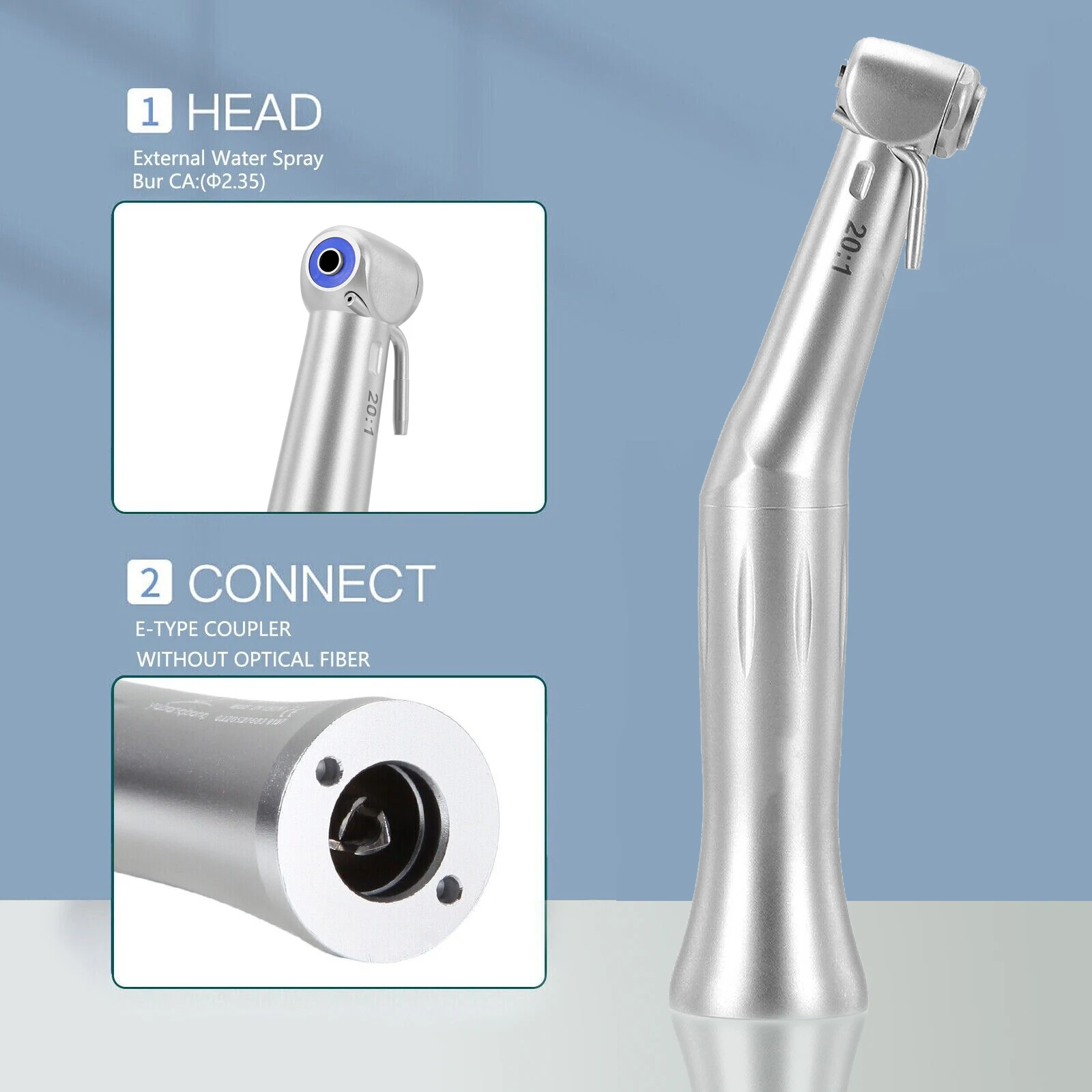 

Dental Turbine 20:1 Implant Push Button Contra Angle Low Speed Air Handpiece Precision Power Implant Procedures Dentistry Tools