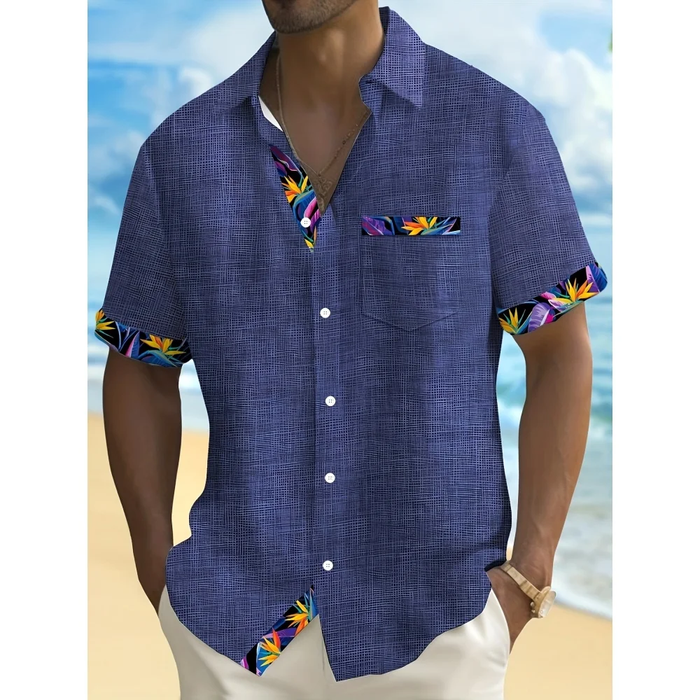 

Retro Men's Shirt Ethnic Pattern Print Short Sleeved Shirt Men's Summer Shirt Hawaiian Man Short Sleeve Casual Print Beach Tops
